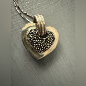 Judith Jack 925 Sterling Silver Heart Pendant Chain Necklace
